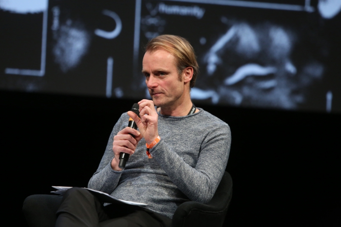 Florian Wüst during the Q&A of Stand in the Stream 
